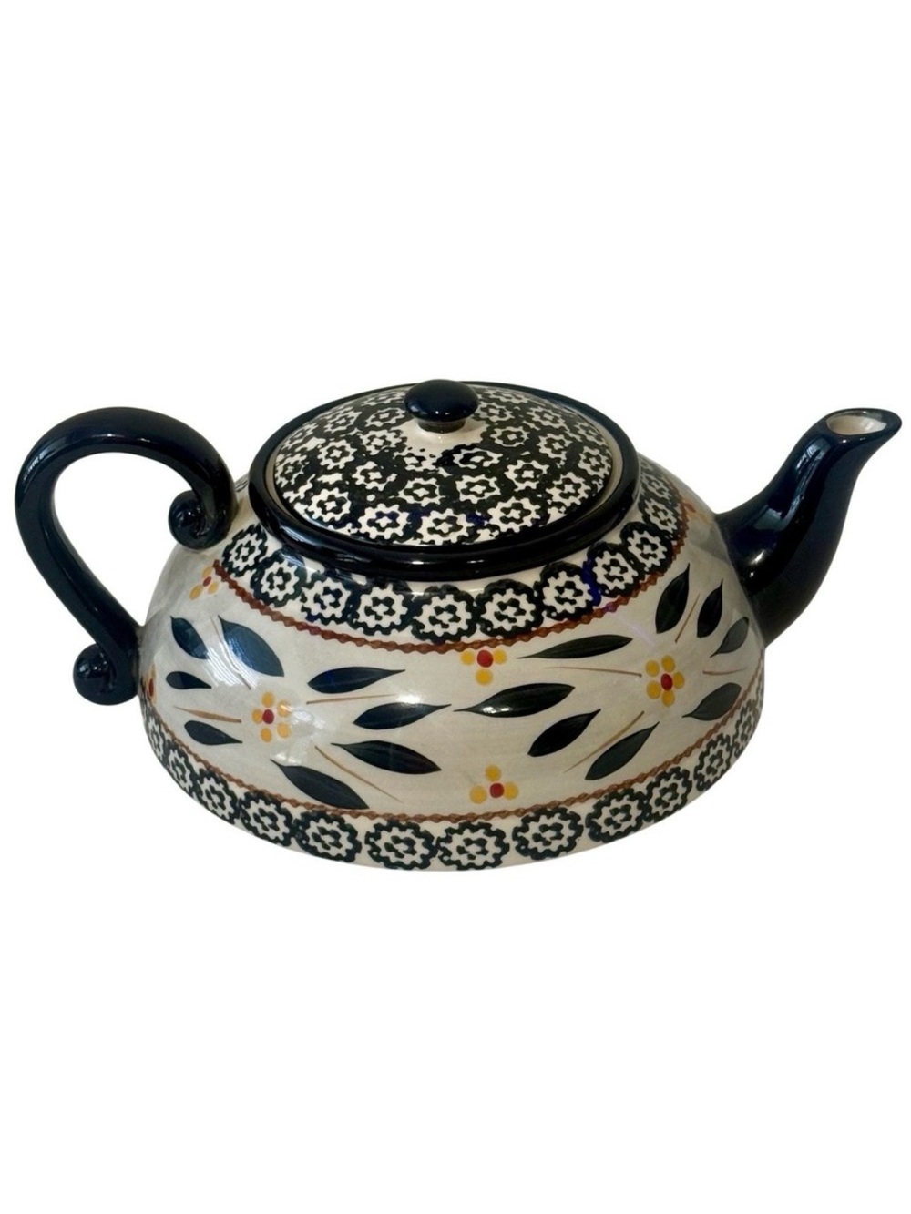 Temp-tations Teapot Old World Blue Floral Ceramic Hand Painted 1.5 Quart Vintage